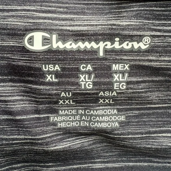 Champion Black and White Grey Performance Striped Hoodie Size XL Activewear - Picture 3 of 12